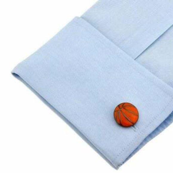 Orange Gunmetal Basketball Cufflinks Court 3 Point - Picture 2 of 4